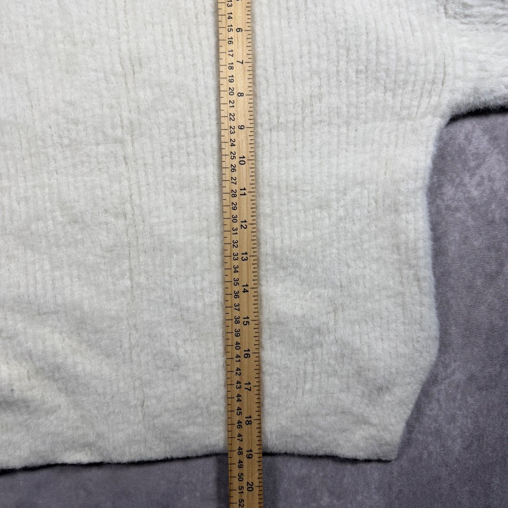 Abercrombie & Fitch Soft AF Sweater Womens S Cream Fuzzy Ribbed Knit Pullover - Picture 6 of 6